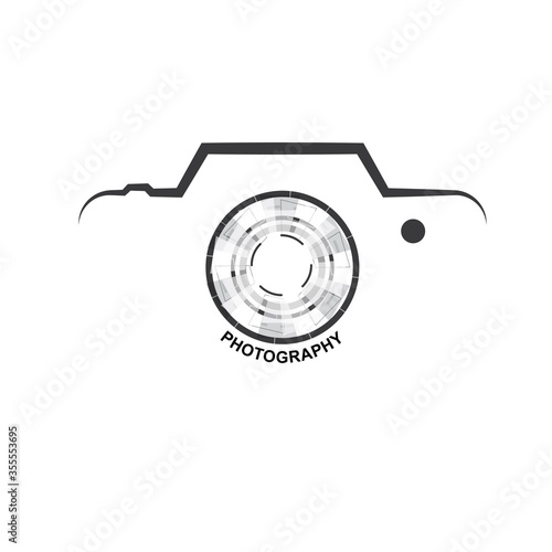 Camera photography logo icon design template with shutter and lens shape element. Symbol of equipment professional photographer concept. Vector graphic illustration for identity and brand photo studio