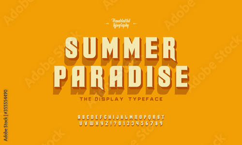 Vintage 3D Alphabet. Retro Typeface. Vector Font Illustration