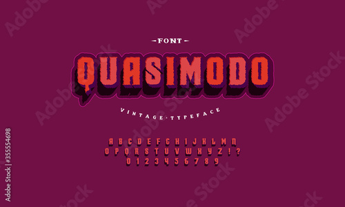 The rough font is made in a colorful 3D style. Comic view of the alphabet and letters. A set of vector graphics.