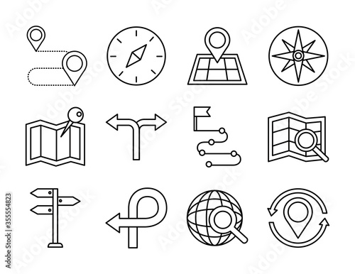 bundle of area and locations set icons