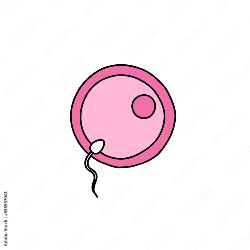 ovum fertilization doodle icon, vector illustration ovum fertilization doodle icon, vector illustration