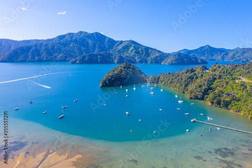 Ngakuta bay at Queen Charlotte sound at South Island of New Zeland photo