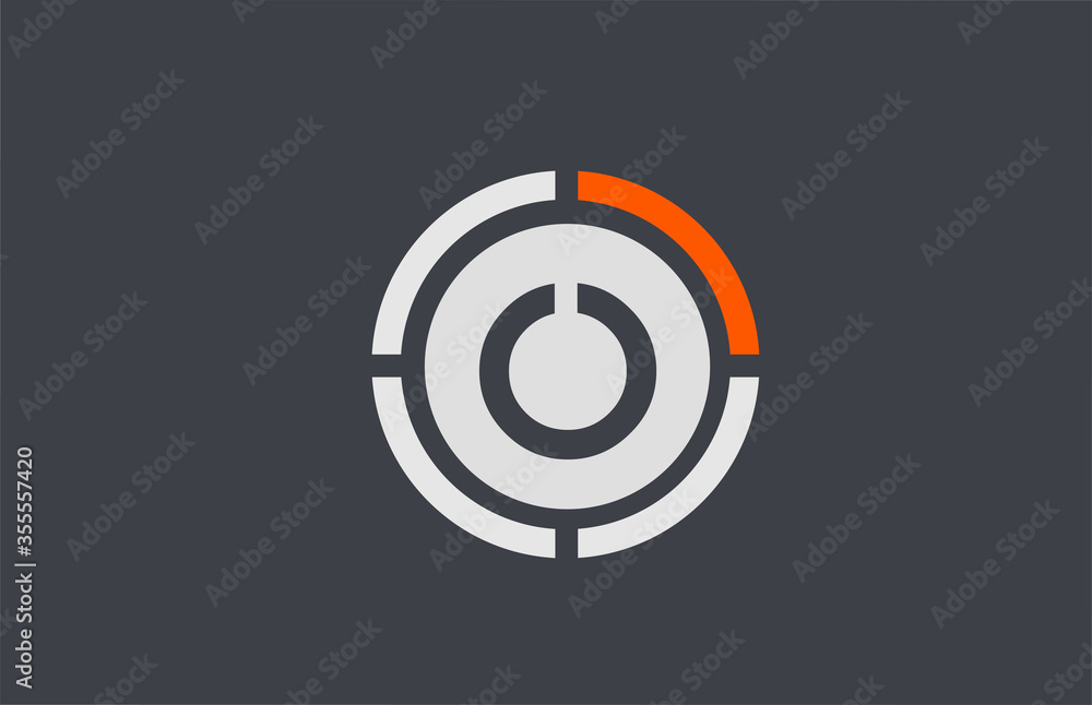 orange grey O alphabet letter logo icon design for business and company