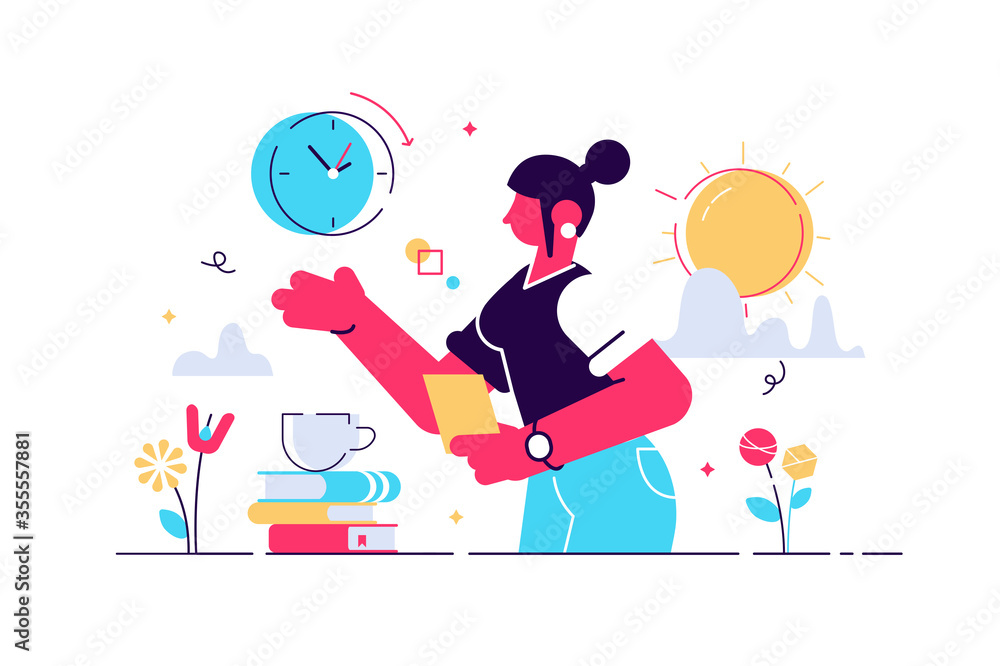 Biological clock vector illustration. Flat tiny