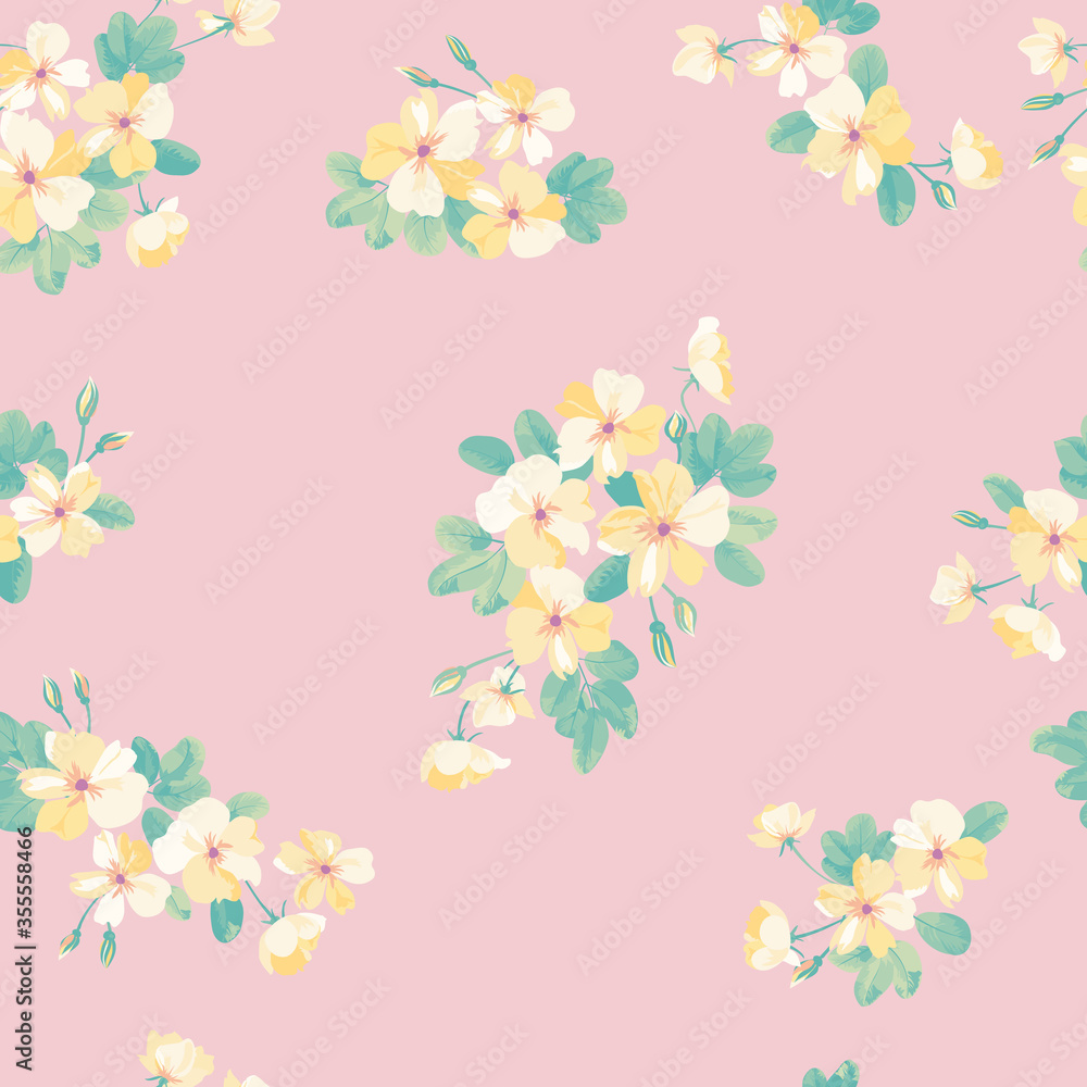 Seamless decorative elegant pattern with cute flower. Vintage antique watercolor style print for textile, wallpaper, covers, surface. For fashion fabric.