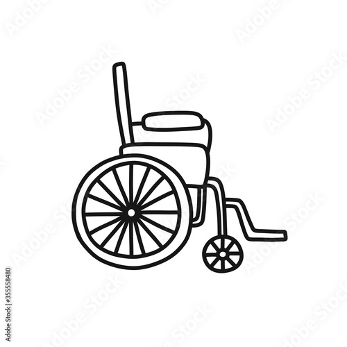 wheelchair doodle icon, vector illustration