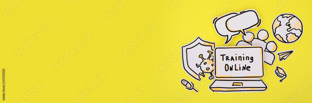 E-learning Information Concept on the yellow E-learning Information Concept on the yellow