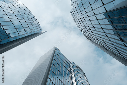 modern office buildings with clear blue sky
