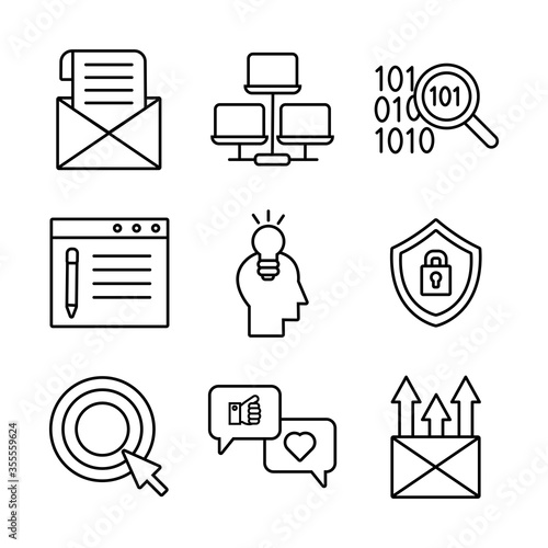 set of digital contents icons