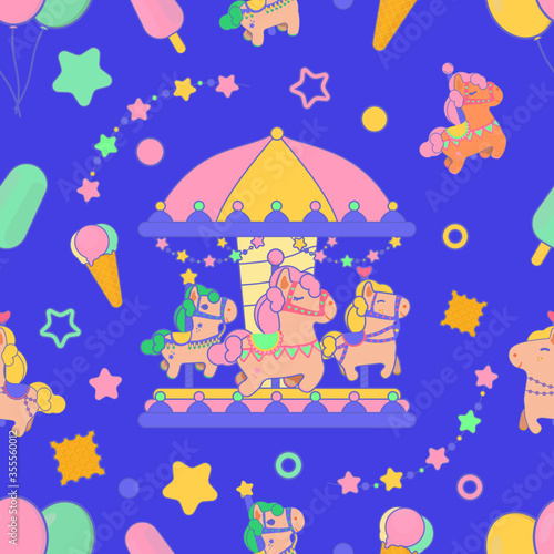 Summer sweet dreams about carousel horses and ice cream