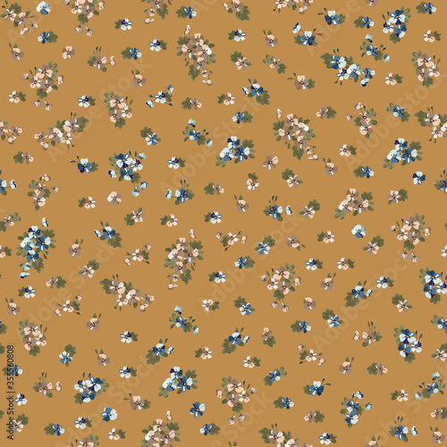 Flowery bright pattern in small-scale flowers. Calico millefleurs. Floral seamless background for textile, surface, fabric, wallpapers, print, gift wrap and scrapbooking, decoupage.