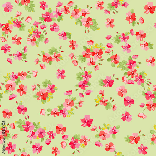 Fényképezés Seamless ditsy pattern in small cute wild flowers