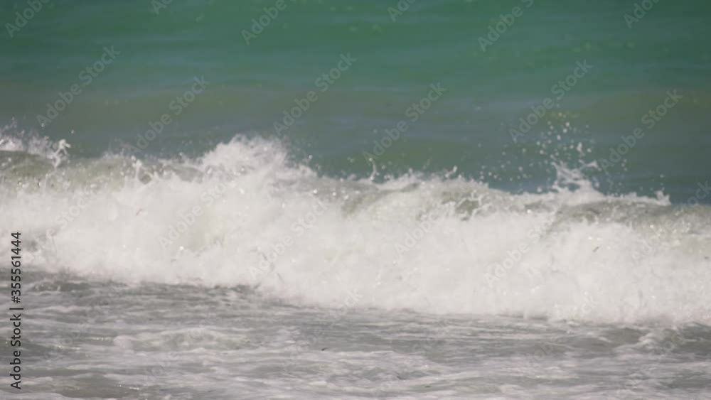 Strong wind blowing and waves on blue-green Mediterranean sea Strong wind blowing and waves on blue-green Mediterranean sea
