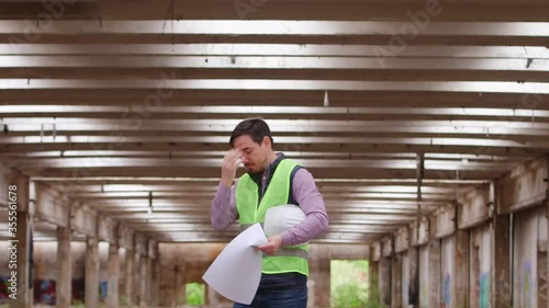 Young Engineer Upset by the Problems encountered on Site.