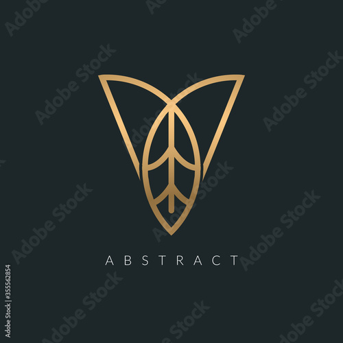Vector abstract modern V letter leaf logo design templates golden colors - luxury and jewelry concepts V Icon, beauty and spa industry business and identity Monogram. 