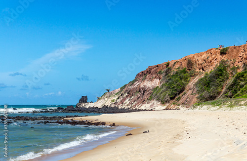 Beach of Pipa with palms in the cliffs, Natal, Brazil