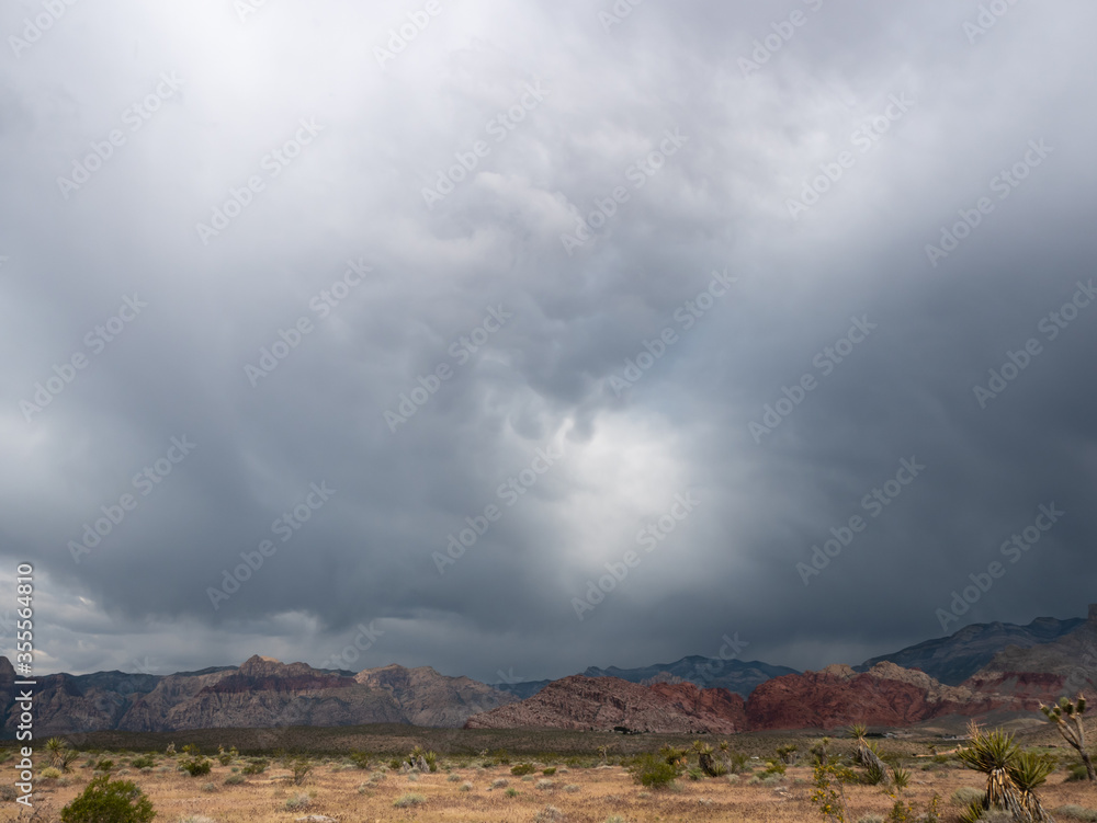 Spring storm clouds moving across the desert.