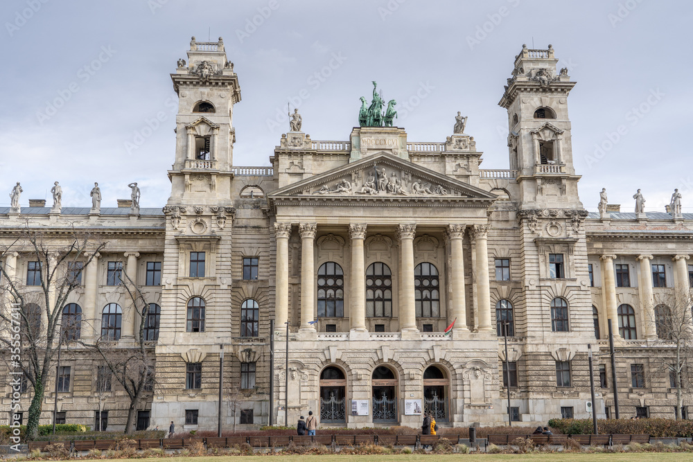 Neo Renaissance facade with allegorical sculptures of Museum of Ethnography in Budapest