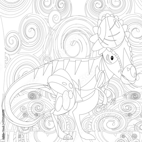 Spinosaurus Dinosaur. Dino Coloring Pages. Animal coloring book pages for Adults.