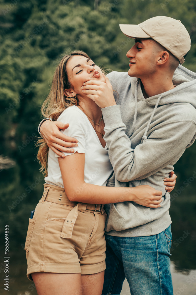 Fototapeta premium Boyfriend and girlfriend pampering each other.