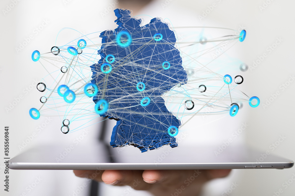map of Germany. Wire frame 3D mesh map of Germany. Wire frame 3D mesh
