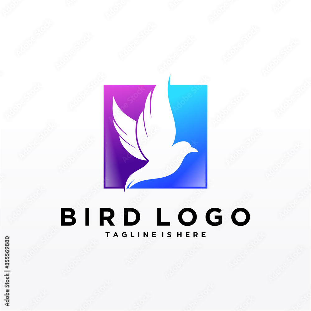 Fototapeta premium Abstract Bird Logo design vector template. Creative Dove Logotype business technology concept symbol icon.