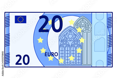 20 Euro banknote. Colored vector illustration.