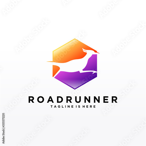 Free Download Roadrunner bird abstract minimal simple geometric logo design icon template silhouette isolated with white background - GFXLoad