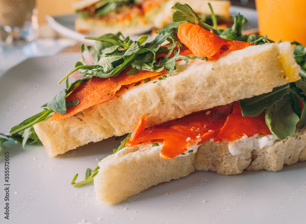 Smoked Salmon on Toast with Cream Cheese and Arugla Smoked Salmon on Toast with Cream Cheese and Arugla