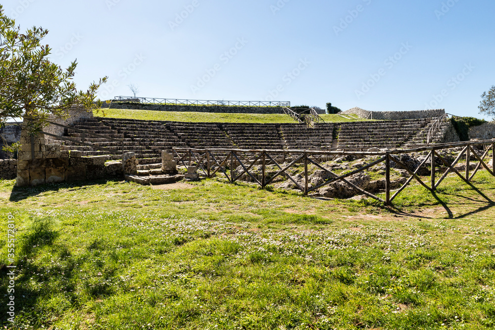 Panoramic Sights of The Greek Theater in Palazzolo Acreide,Province of Syracuse, Italy.