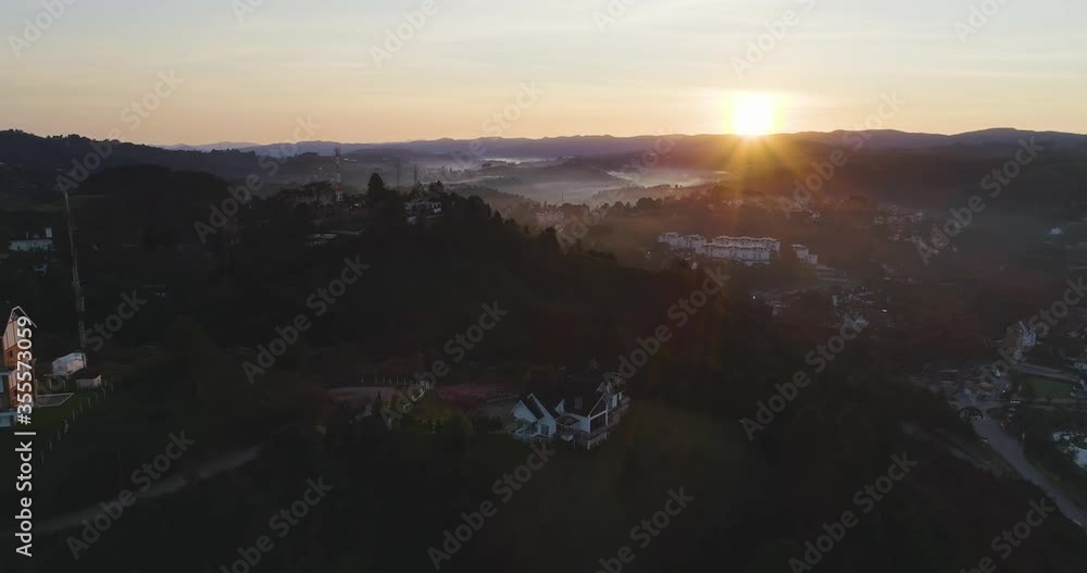 Aerial Drone Sunrise shot in Campos do Jordao Brazil Aerial Drone Sunrise shot in Campos do Jordao Brazil