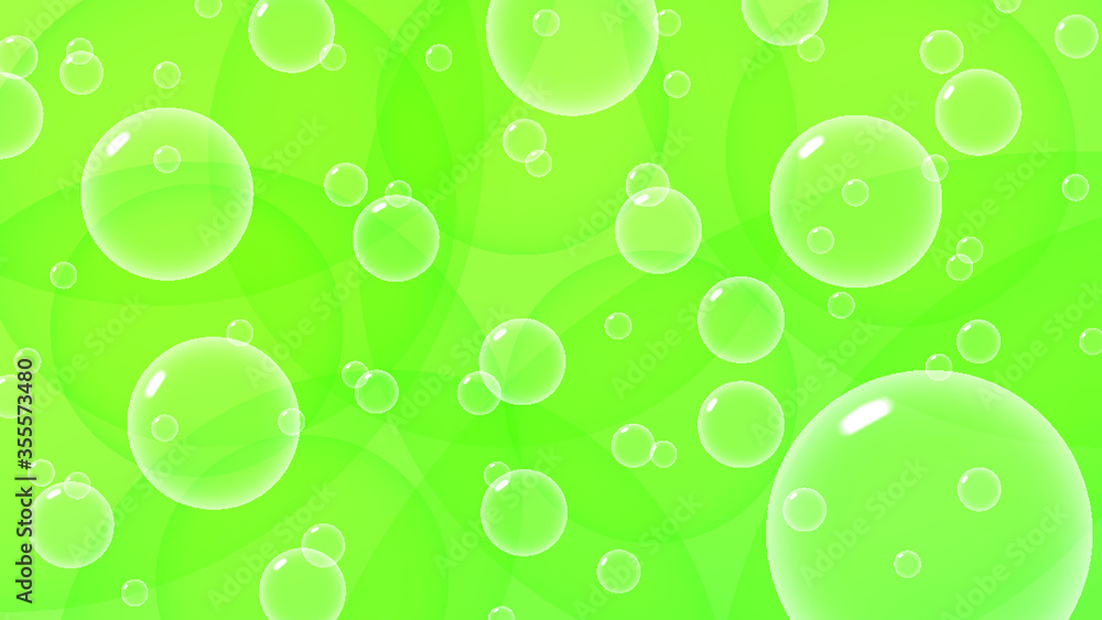 Bubbles on green background, abstract background.
