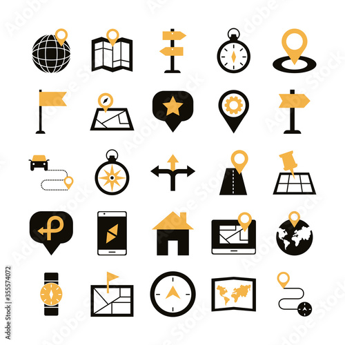 bundle of area and locations set icons