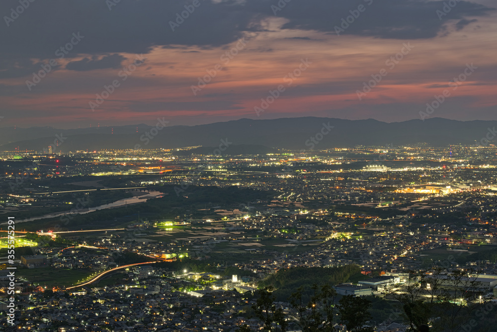 京都府井手町　万灯呂山展望台からの夜景