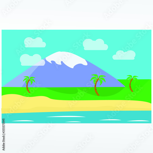 Tropical beach vector illustration background. Beach vector in landscape.