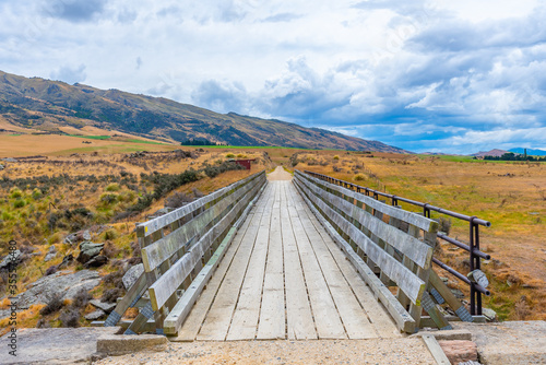 Bridge as a part of Central Otago Railway bicycle trail in New Zealand photo