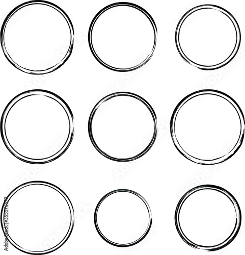 Set of grunge post stamps. Vector distress textures. Design element. Circle form. For logos, icons, signs, labels, banners