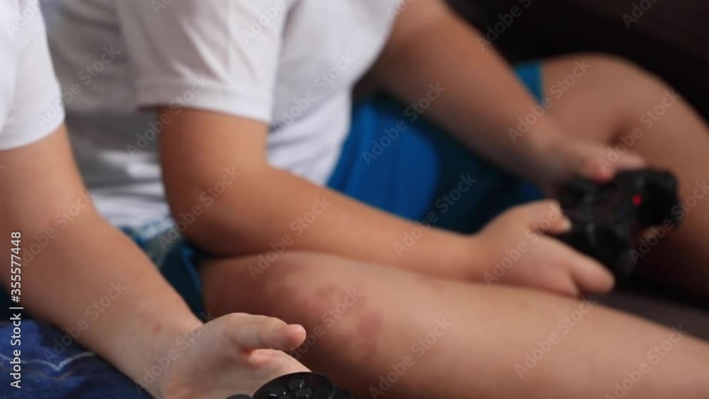 Boy Playing Video Game Console, Have Fun, Hold The Joystick Boy Playing Video Game Console, Have Fun, Hold The Joystick