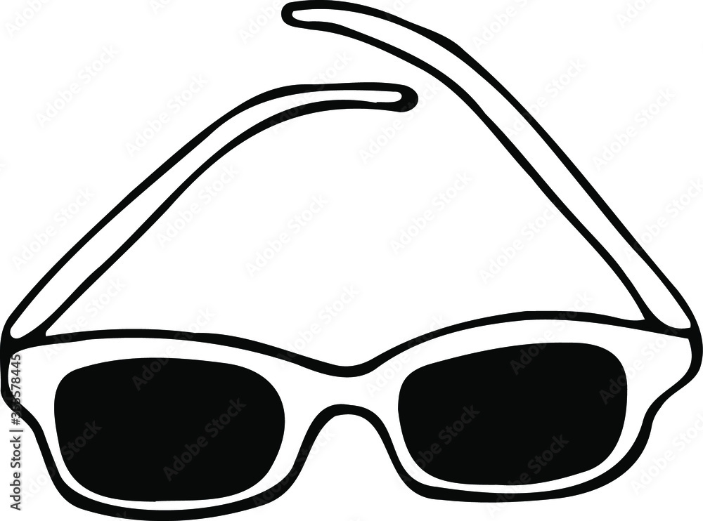 Vector element, doodle. Sunglasses. Accessory for beach, sea. Vector element, doodle. Sunglasses. Accessory for beach, sea.