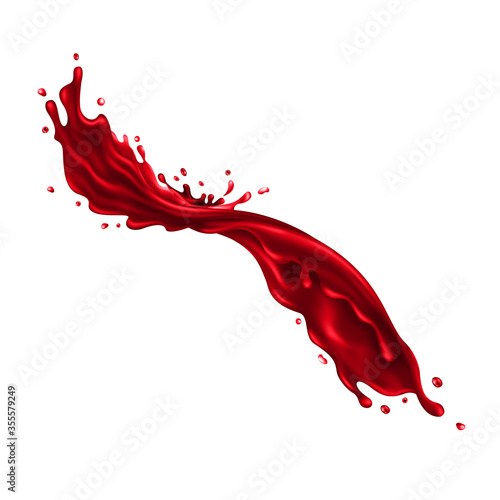 Red liquid splash on a white background