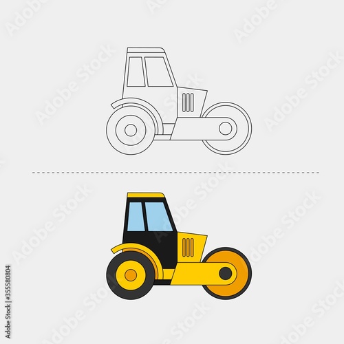 Design Vehicle Construction for Color Book Vector Illustration. EPS 10