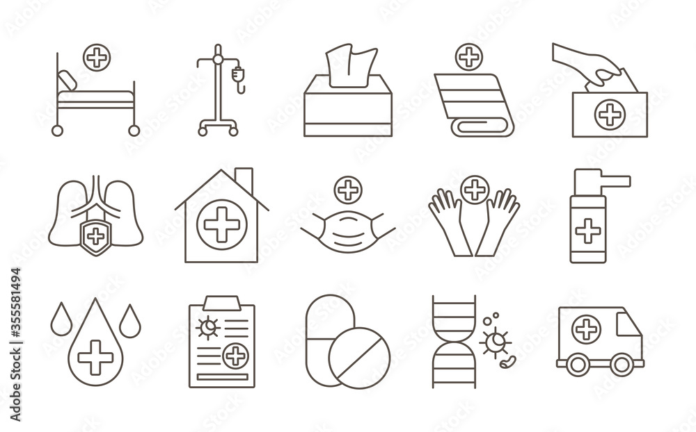 bundle of covid19 set icons bundle of covid19 set icons