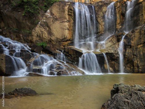 Waterfall found in tropical rainforest in malaysia