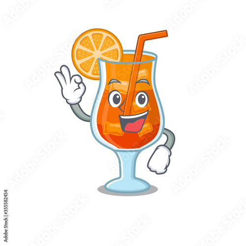 Mai tai cocktail mascot design style showing Okay gesture finger