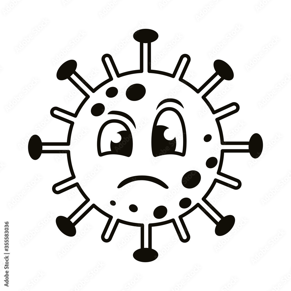 covid19 particle sad emoticon character