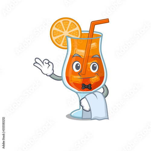 A cartoon picture of mai tai cocktail waiter with a white napkin