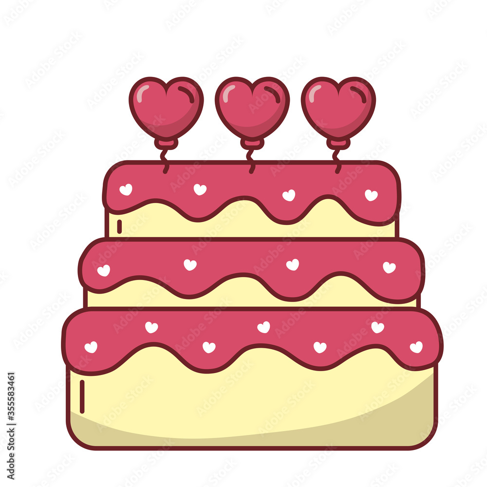 Love hearts cake vector design