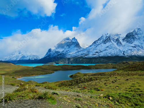 Lake and mountains in Torres del Paine National Park in the Chilean Patagonia © Santiago Castillo
