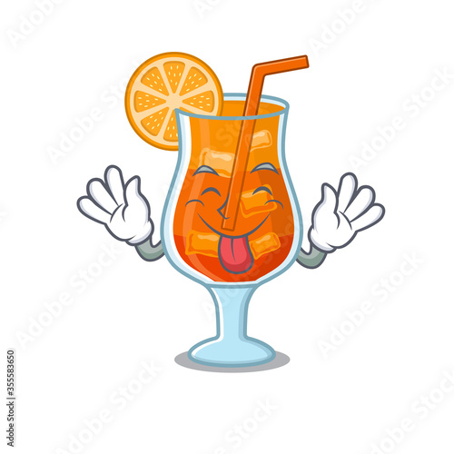 Funny mai tai cocktail cartoon design with tongue out face