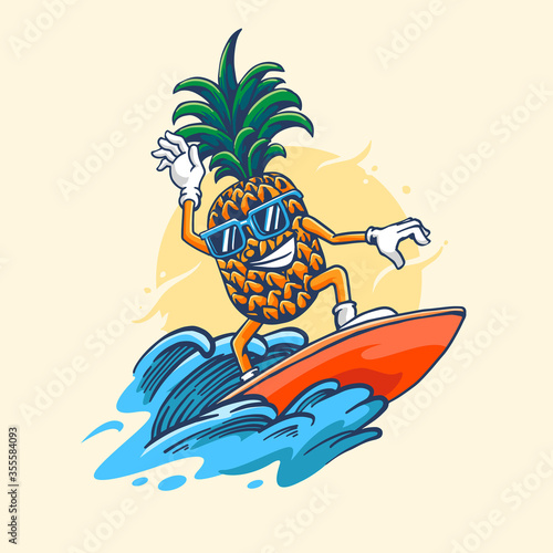 summer holiday surf with pineapple
